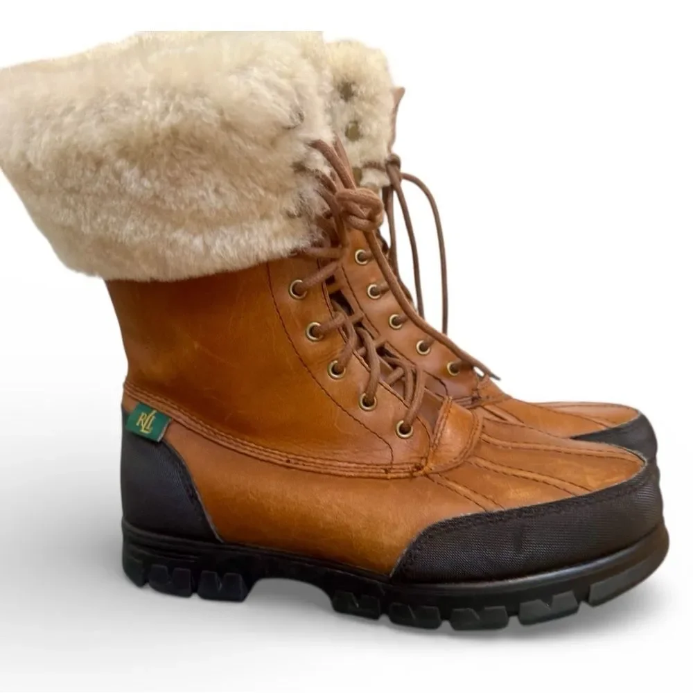 Polo by Ralph Lauren Tan and Black Vintage Shearling Size 7